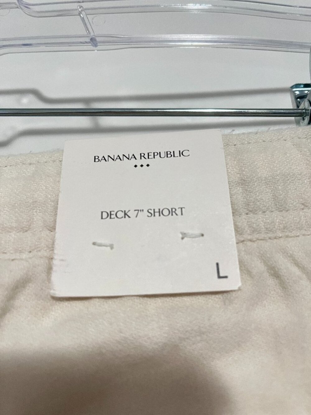 New Banana Republic Large Ivory Beige Linen Deck 7" Shorts with Pockets - Picture 3 of 9